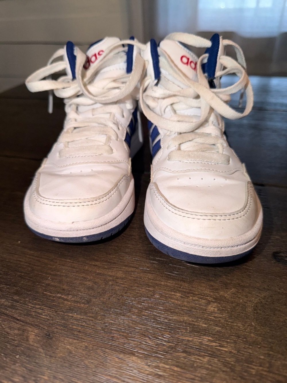 Kid's Adidas Hoops Mid 3.0 K Cloud Wht/Victory Blue/Scarlet GZ9647 Size 13 - Picture 4 of 7